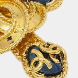 Pre Owned Chanel Brooch Pin Gold Cross Stone