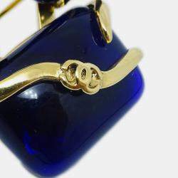 Pre Owned Chanel Gripoix Brooch Pin Gold Blue