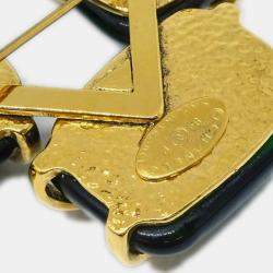 Pre Owned Chanel Gripoix Brooch Pin Gold Green