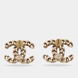 Pre Owned Chanel CC Gold Tone Earrings