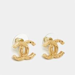 Pre Owned Chanel CC Gold Tone Earrings