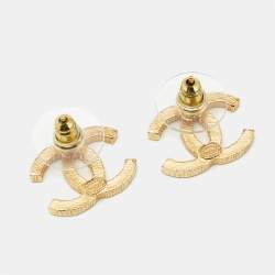 Pre Owned Chanel CC Gold Tone Earrings