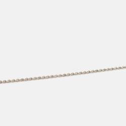 Pre Owned Chanel CC Crystal Faux Pearl Silver Tone Pendant Necklace