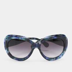 Pre Owned Chanel Blue/Green Plaid Print Acetate 71083 Oversized Frame Sunglasses