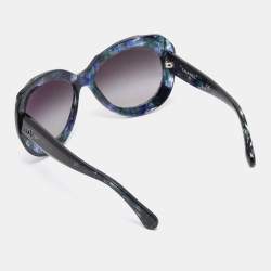 Pre Owned Chanel Blue/Green Plaid Print Acetate 71083 Oversized Frame Sunglasses
