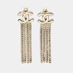 Pre Owned Chanel CC Gold Tone Earrings