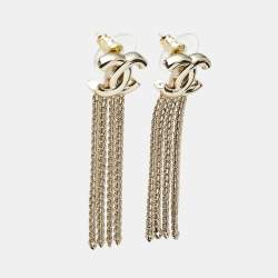 Pre Owned Chanel CC Gold Tone Earrings