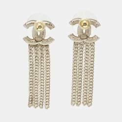 Pre Owned Chanel CC Gold Tone Earrings