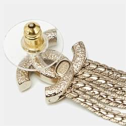 Pre Owned Chanel CC Gold Tone Earrings