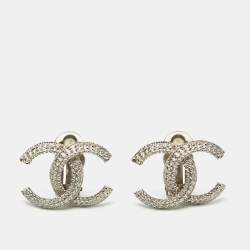 Pre Owned Chanel CC Silver Tone Earrings 