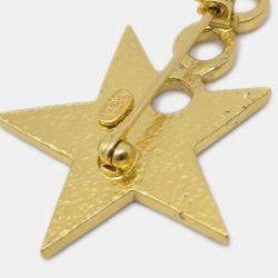 Pre Owned Chanel Star Coco Brooch Pin Black