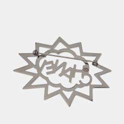 Pre Owned Chanel Brooch Pin Rhinestone Silver Red B17K