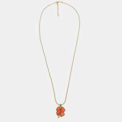 Pre Owned Chanel Clover Gold Chain Pendant Necklace