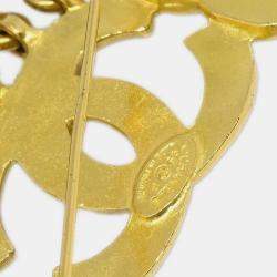 Pre Owned Chanel Bell CC Brooch Pin Gold