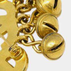 Pre Owned Chanel Bell CC Brooch Pin Gold
