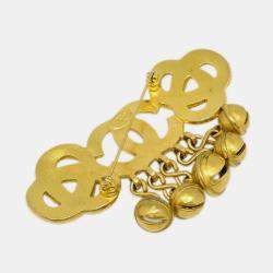 Pre Owned Chanel Bell CC Brooch Pin Gold