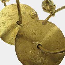 Pre Owned Chanel Dangle Hoop Earrings Clip-On Gold