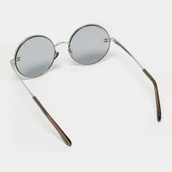 Pre Owned Chanel Grey/Silver Tone 4268 CC Round Sunglasses