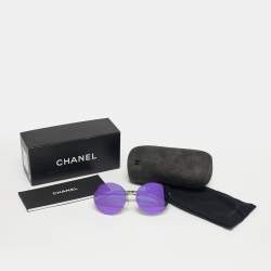 Pre Owned Chanel Purple Reflective 4216 Round Sunglasses