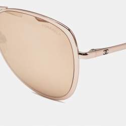 Pre Owned Chanel Rose Gold Mirrored 4223 Summer Aviators Sunglasses