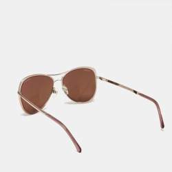 Pre Owned Chanel Rose Gold Mirrored 4223 Summer Aviators Sunglasses