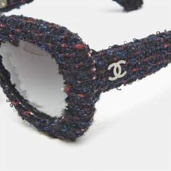 Pre Owned Chanel Navy Blue/Black Gradient Tweed 71085 Butterfly Sunglasses