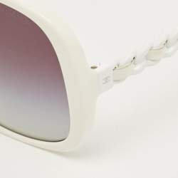 مملوكة مسبقًا Chanel White/Grey Gradient 5470 Q Chain Oversized Sunglasses