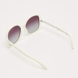 مملوكة مسبقًا Chanel White/Grey Gradient 5470 Q Chain Oversized Sunglasses