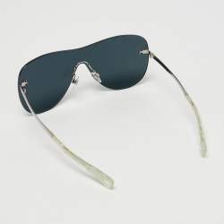 Pre Owned Chanel Black Mirrored 71158 Quilted Rimless Shield Sunglasses