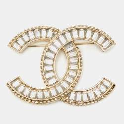 Pre Owned Chanel CC Crystals Enamel Gold Tone Brooch