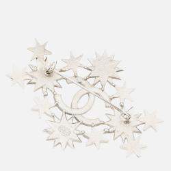 Pre Owned Chanel Star Rhinestone Brooch Gold Plated Rhinestone