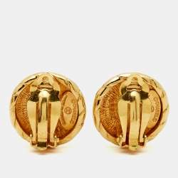 Pre Owned Chanel CC Gold Tone Earrings