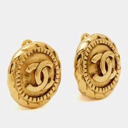Pre Owned Chanel CC Gold Tone Earrings
