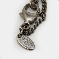 Pre Owned Chanel CC Faux Pearl Beads Gunmetal Tone Necklace