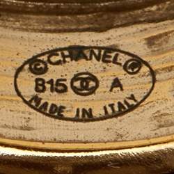 Pre Owned Chanel CC Crystals Gold Tone Ring Size 52