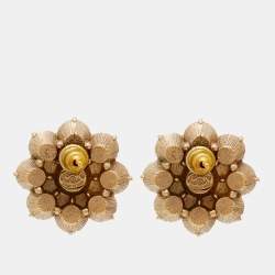 Pre Owned Chanel CC Crystals Gold Tone Stud earrings