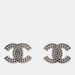 Pre Owned Chanel CC Earrings Clip-On Silver