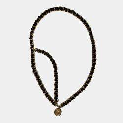 Pre Owned Vintage 94A Coco Medallion Leather Double Chain Belt (109cm)