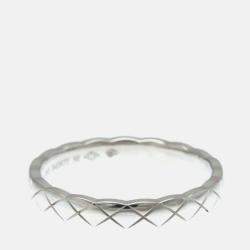 Pre Owned Chanel Coco Crush Mini Silver 18K White Gold  Band Ring 