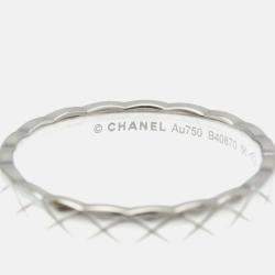 Pre Owned Chanel Coco Crush Mini Silver 18K White Gold  Band Ring 