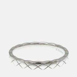Pre Owned Chanel Coco Crush Mini Silver 18K White Gold  Band Ring 