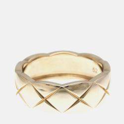 Pre Owned Chanel Coco Crush Medium Size Pink Gold 18K Band Ring Pink Gold