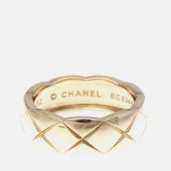 Pre Owned Chanel Coco Crush Medium Size Pink Gold 18K Band Ring Pink Gold