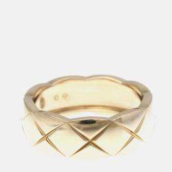 Pre Owned Chanel Coco Crush Medium Size Pink Gold 18K Band Ring Pink Gold
