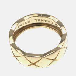 Pre Owned Chanel Coco Crush Medium Size Pink Gold 18K Band Ring Pink Gold