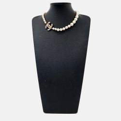 Pre Owned Chanel 100th Anniversary Pearl Logo Necklace