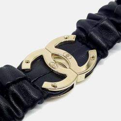 Pre Owned Chanel Leather Black banding belt