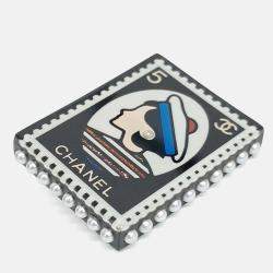 Pre Owned Chanel Black & White brooch