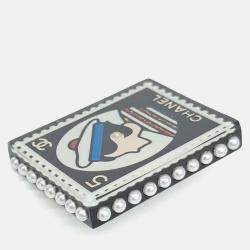 Pre Owned Chanel Black & White brooch