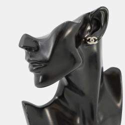 Pre Owned Chanel Cc Logo Earrings Champagne Gold Metal Faux Pearl Rhinestone